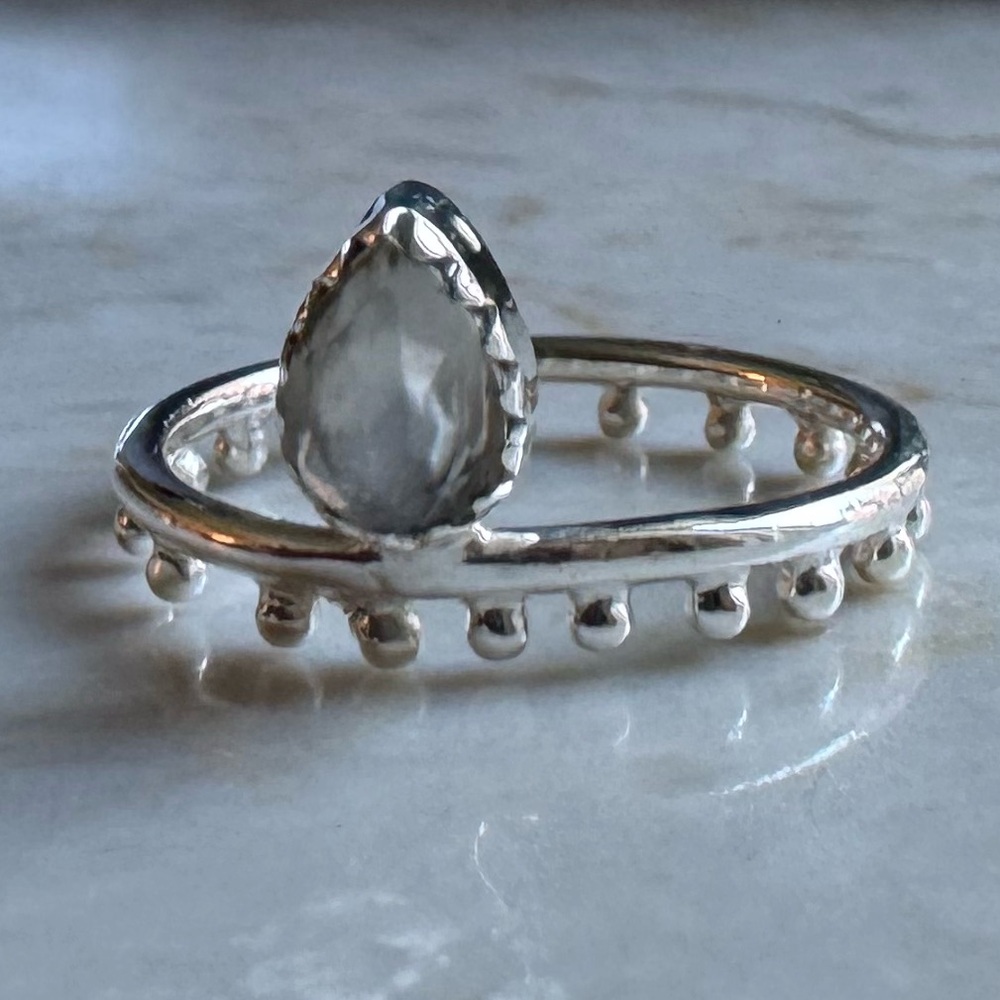 NWOT Sundance Rain Queen Ring, Aquamarine, Sterling Silver